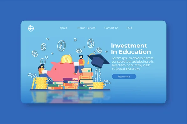Ilustração Moderna Vetor Projeto Liso Investimento Educação Landing Page Web — Vetor de Stock