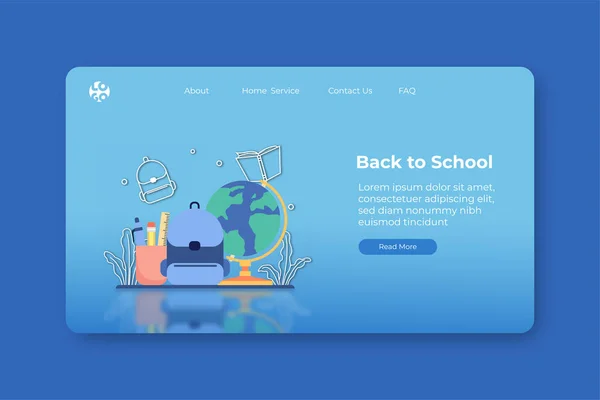 Ilustração Moderna Vetor Projeto Liso Back School Landing Page Web — Vetor de Stock