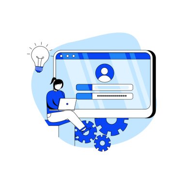 Sayfa düz tasarım konsept vektör çizim simgesini imzalayın. Hesap girişi, kullanıcı girişi. Soyut Metafor. İniş sayfası, mobil uygulama, UI, posterler, afişler için kullanılabilir