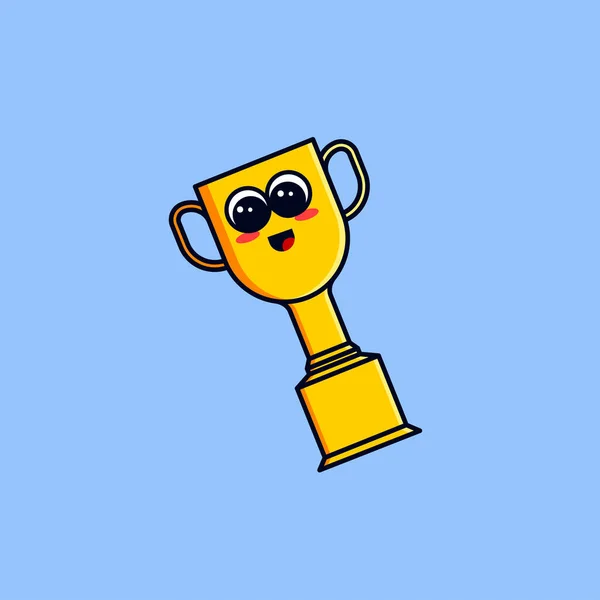 Schattig Trophy Karakter Pictogram Ontwerp Vector Illustratie Van Schoolobjecten Terug — Stockvector