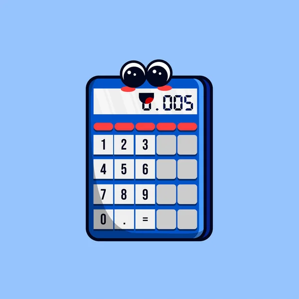 Cute Calculator Character Icon Design Vector Illustration School Objects Back — Stock Vector