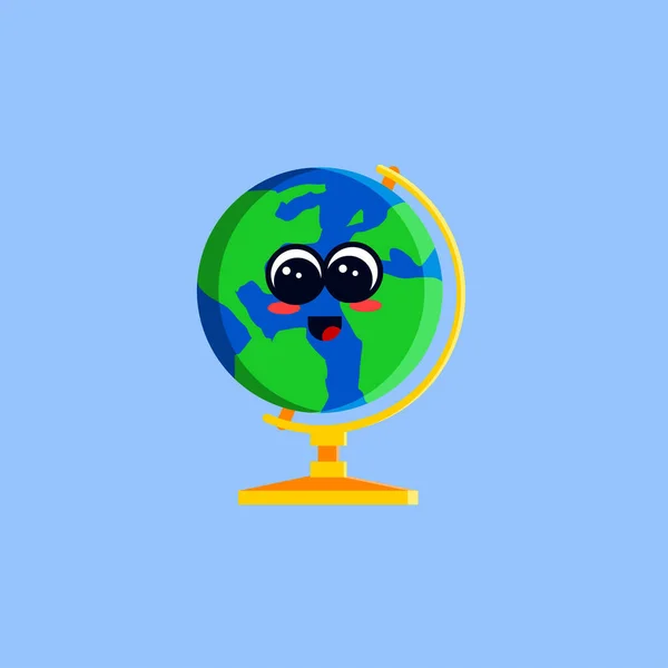 Cute Globe Character Icon Design Vector Illustration School Objects Back — Stock Vector