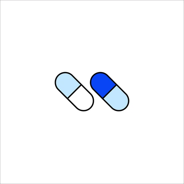 药物胶囊图标具有单一的色彩风格和线条艺术 医疗和保健图标 矢量说明 — 图库矢量图片