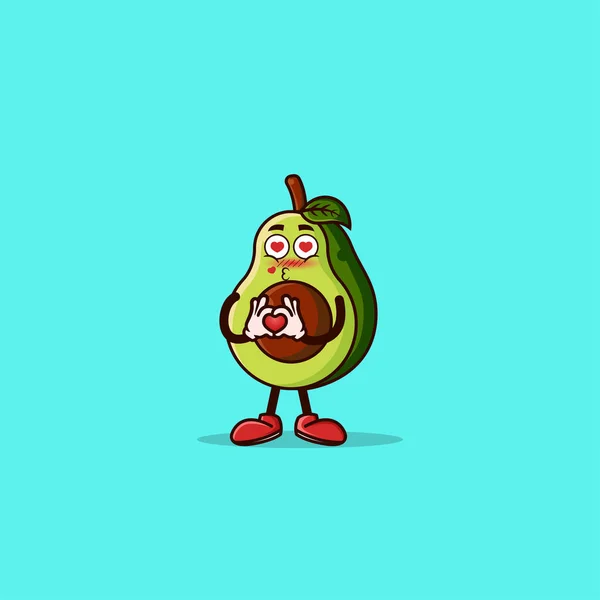 Cute Avocado Character Love Emote Fruit Character Icon Concept Isolated — Stockový vektor