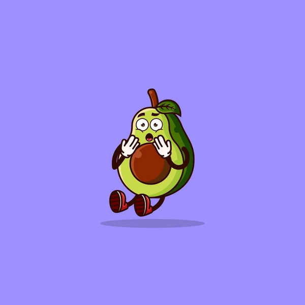 Cute Avocado Characters Shocked Gestures Fruit Character Icon Concept Isolated — Wektor stockowy