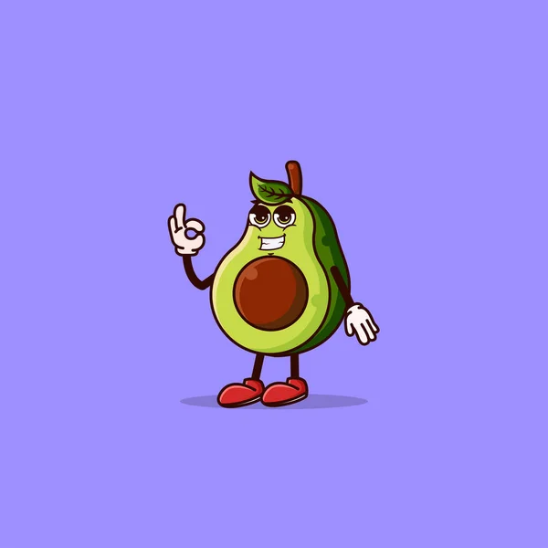 Cool Avocado Character Show Hand Gesture Fruit Character Icon Concept — Stock vektor