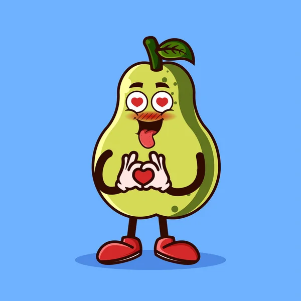 Roztomilý Guava Ovocný Charakter Láskou Emote Ovocný Znak Ikony Koncept — Stockový vektor