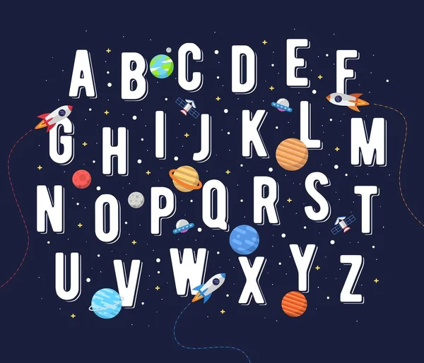 Διανυσματικό Αλφάβητο Χώρου Για Παιδιά Εικονογράφηση Διάνυσμα Των Γραφικών Αλφάβητο — Διανυσματικό Αρχείο