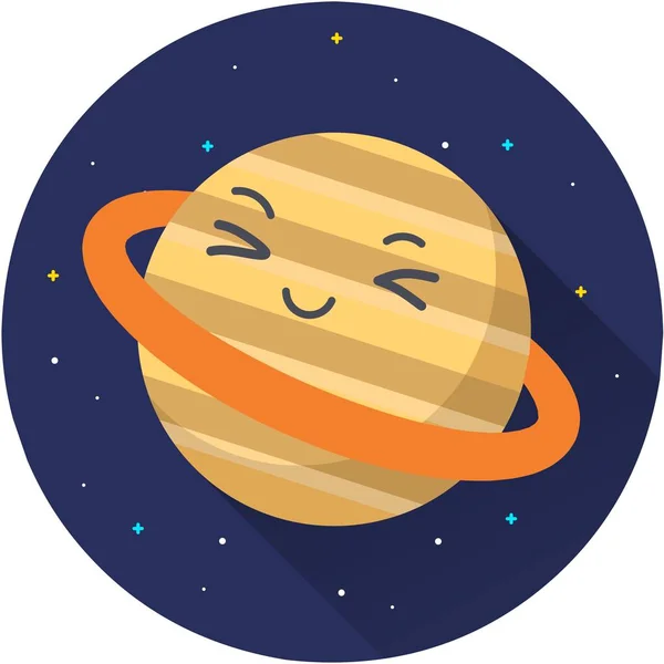 Saturn Planet Vector Icon Illustration Planetensymbol Flache Vektorgrafik Auf Dunklem — Stockvektor