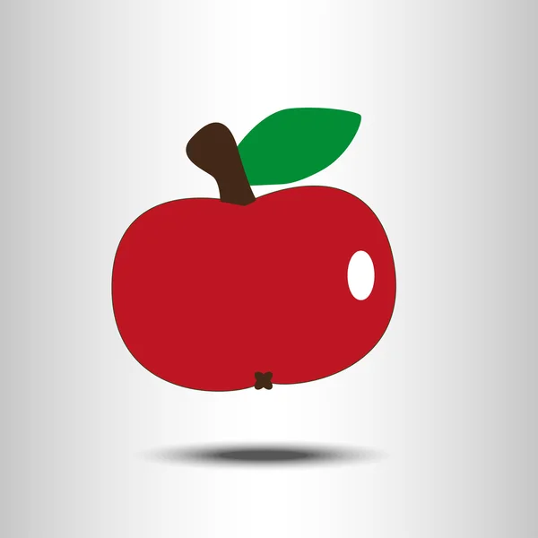 Červené světlé jablko na šedém pozadí — Stockový vektor