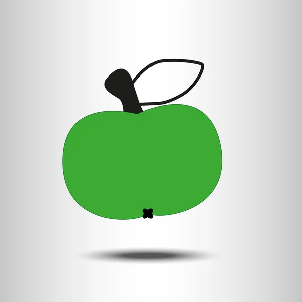 Gri zemin üzerine yeşil parlak elma