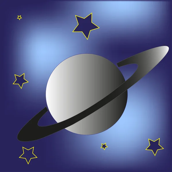 Saturno planeta e estrelas — Vetor de Stock