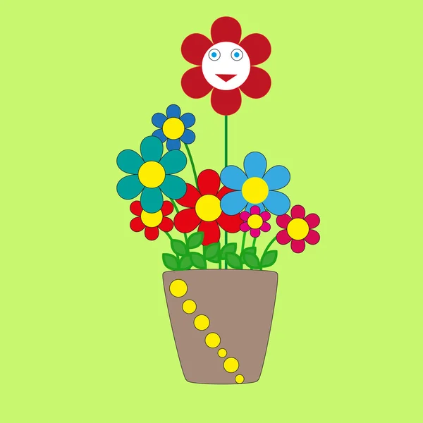 Bir tencerede şirin cherful çiçek