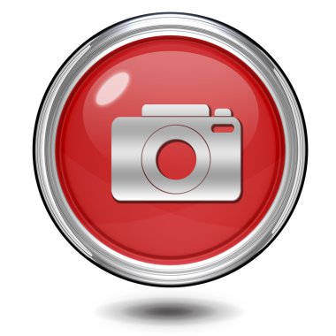 beyaz zemin üzerinde fotoğraf dairesel simgesi