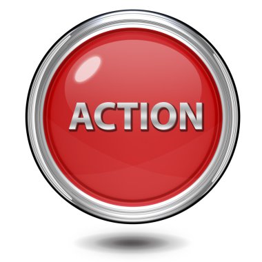 Beyaz arka plan üzerinde eylem dairesel simgesi