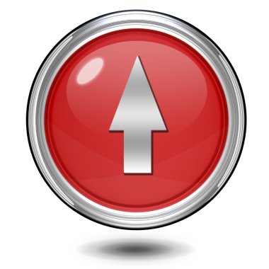 Beyaz arka plan üzerinde yukarı ok dairesel simgesi