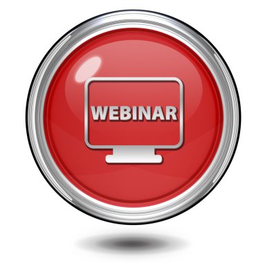Webinar dairesel simgesi beyaz arka plan üzerinde