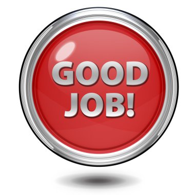 Beyaz arka plan üzerinde iyi iş dairesel simgesi