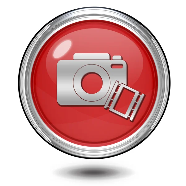 白い背景の上のカメラの円形アイコン — ストック写真