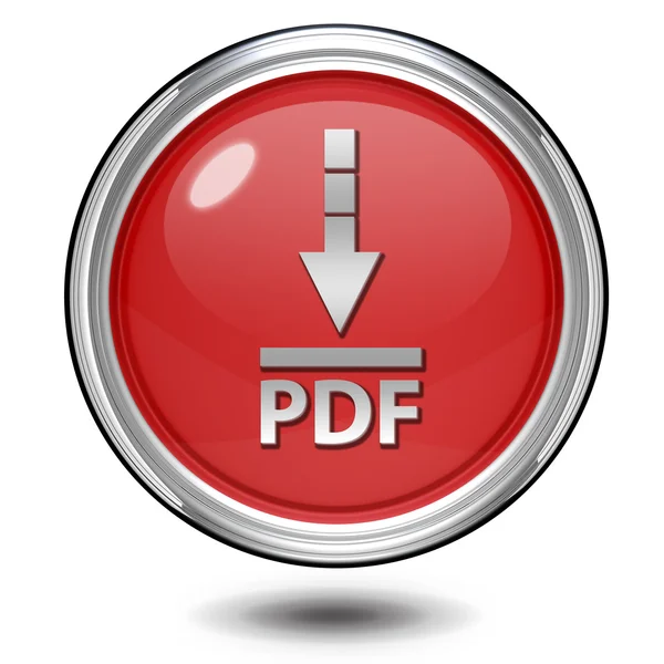 PDF ke stažení kulatá ikona na bílém pozadí — Stock fotografie