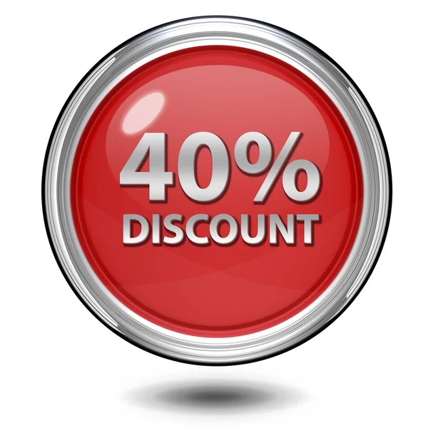Discount forty percent circular icon on white background — Stock Photo, Image