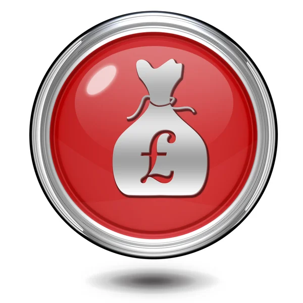 Pound money bag circular icon on white background — Stock Photo, Image