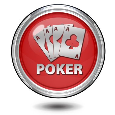 Beyaz arka plan üzerinde Poker dairesel simgesi