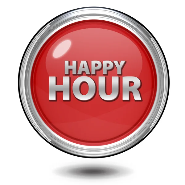 Happy Hour rundes Symbol auf weißem Hintergrund — Stockfoto