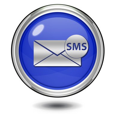 SMS dairesel simgesi beyaz zemin üzerine