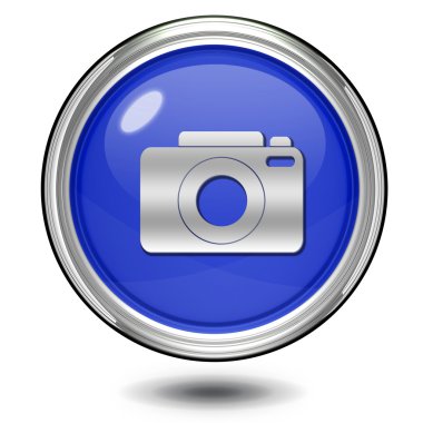 beyaz zemin üzerinde fotoğraf dairesel simgesi