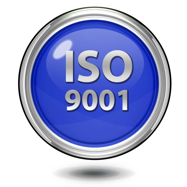 Iso 9001 白色背景上的圆形图标 — 图库照片