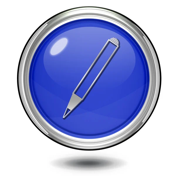 Okrągła ikona ołówka na białym tle — Zdjęcie stockowe