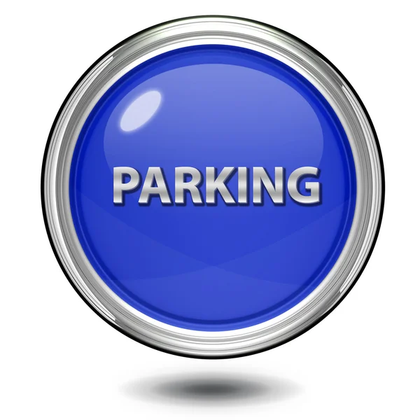 白い背景の上の丸いアイコンを駐車場 — ストック写真
