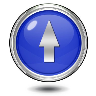 Beyaz arka plan üzerinde yukarı ok dairesel simgesi