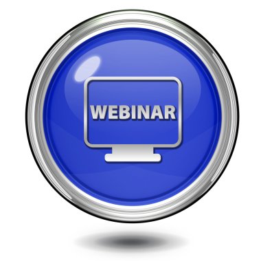 Webinar dairesel simgesi beyaz arka plan üzerinde