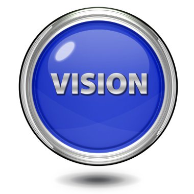 Beyaz arka plan üzerinde vizyon dairesel simgesi