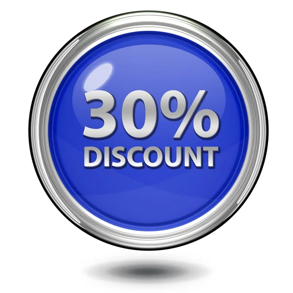 Discount thirty percent circular icon on white background — Stock Photo, Image