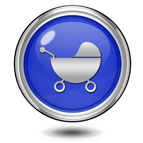 Beyaz arka plan bebek arabası dairesel simgesine — Stok fotoğraf