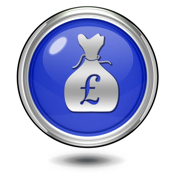 Saco de dinheiro libra ícone circular no fundo branco — Fotografia de Stock