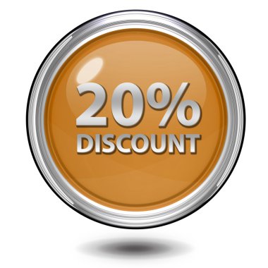 % 20'si dairesel simgesi beyaz arka plan üzerinde indirim