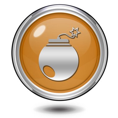 Beyaz arka plan üzerinde bomba dairesel simgesi