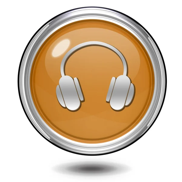 Fülhallgató kör alakú ikon fehér háttér — Stock Fotó