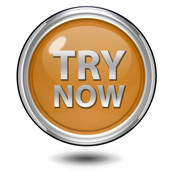 Try now circular icon on white background — Stock Photo, Image