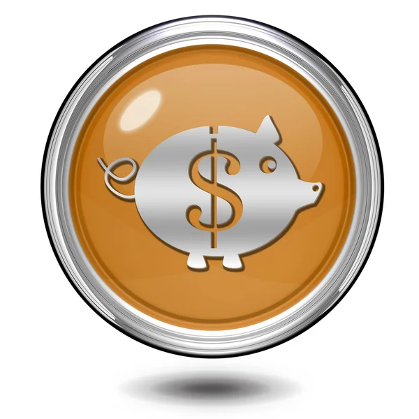 Dollar pig circular icon on white background — Stock Photo, Image