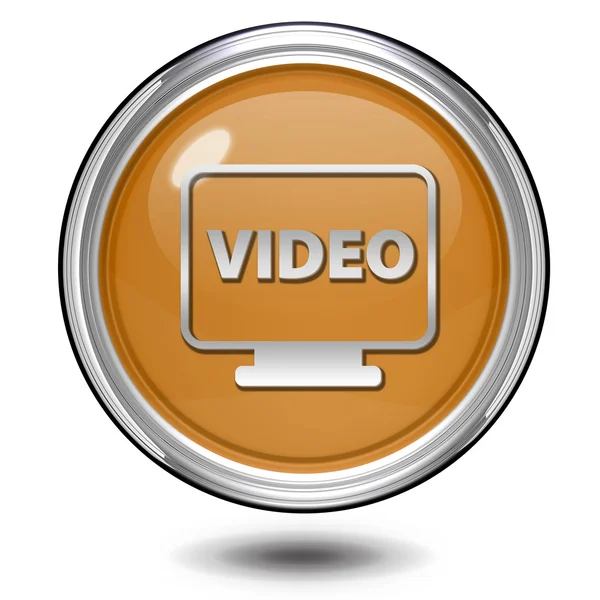 Круглая иконка видео на белом фоне — стоковое фото