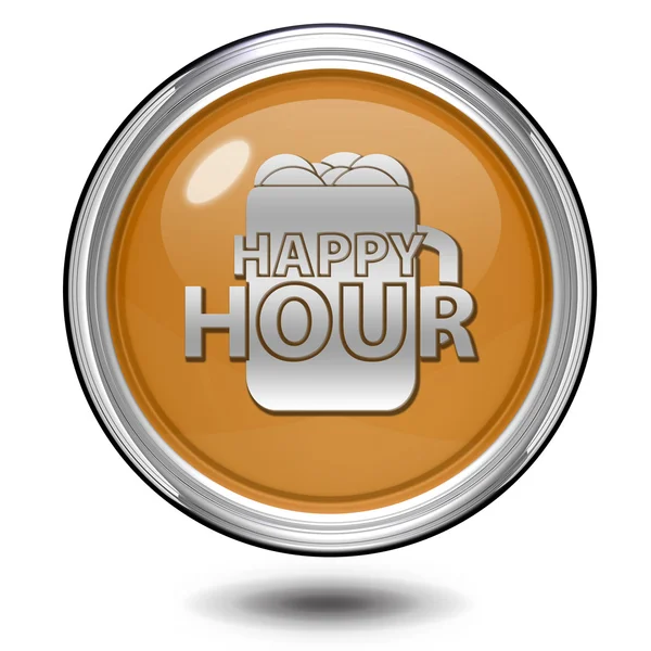 Happy Hour rundes Symbol auf weißem Hintergrund — Stockfoto