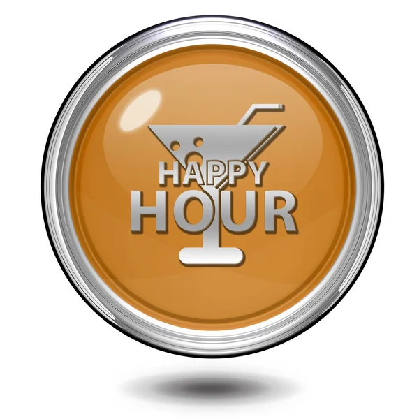 Happy hour circular icon on white background — Stock Photo, Image