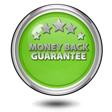 Para geri garantisi beyaz arkaplan üzerinde dairesel simge