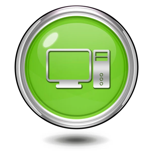 Computador ícone circular no fundo branco — Fotografia de Stock