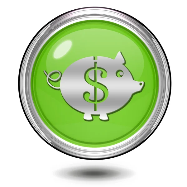 Dollar Pig kreisförmiges Symbol auf weißem Hintergrund — Stockfoto